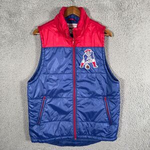 Mitchell & Ness NFL Mens M Blue New England Patriots Logo Puffer Vest Jacket
